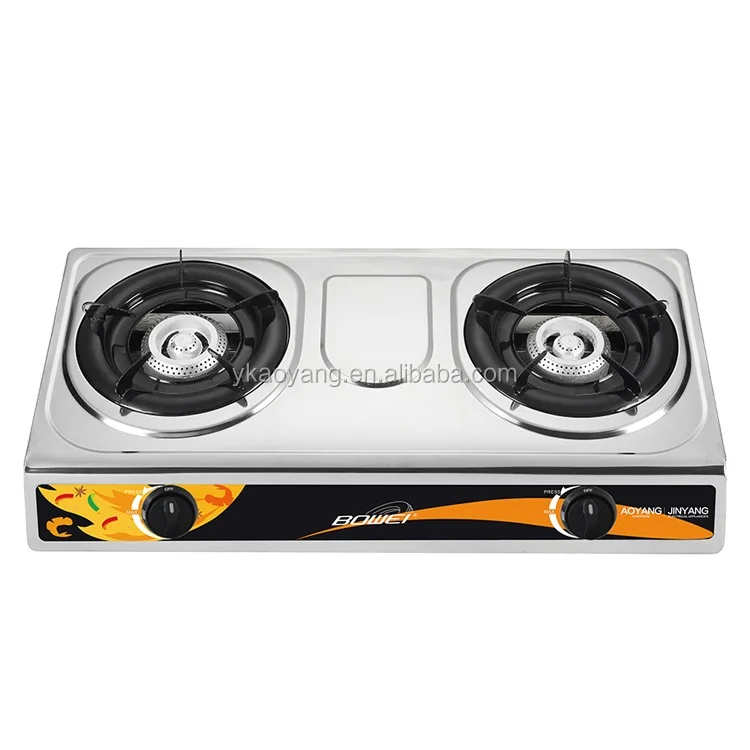 Низкая Потребляемая газовая плита из нержавеющей стали портативная двойная горелка газовая плита LPG голубое пламя газовая плита для продажи