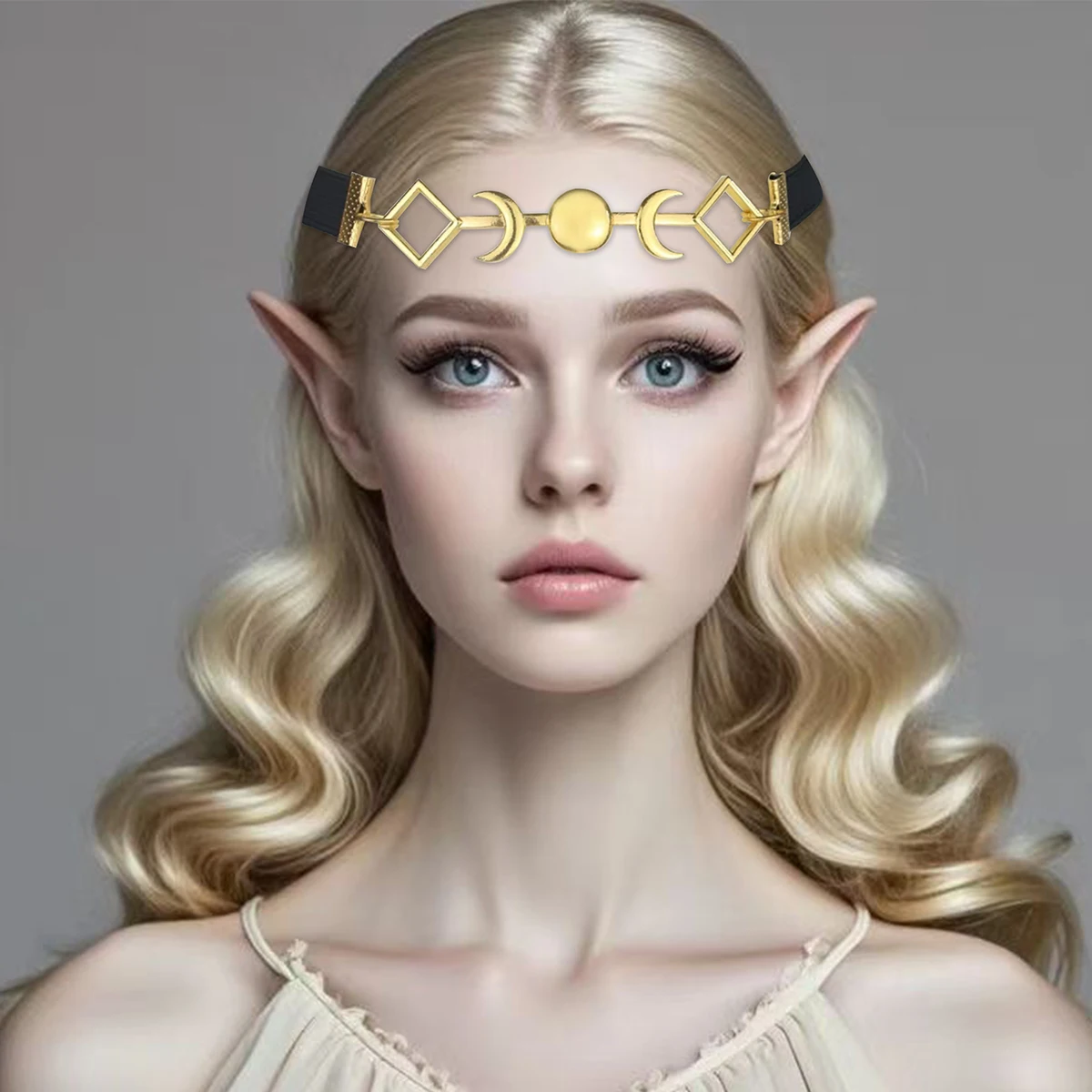 Vintage Goth Snake Hairband Witch Triple Moon Elastic Band Animal Hair Head Chain Witch Hair Accessories for women