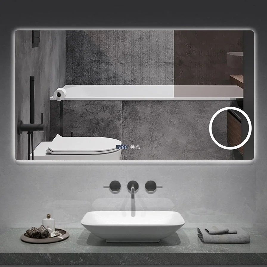 Hot Sale Waterproof Defogging Smart Mirror Touch Switch Sensor For shaving magnifier Bathroom Mirror with Led Light