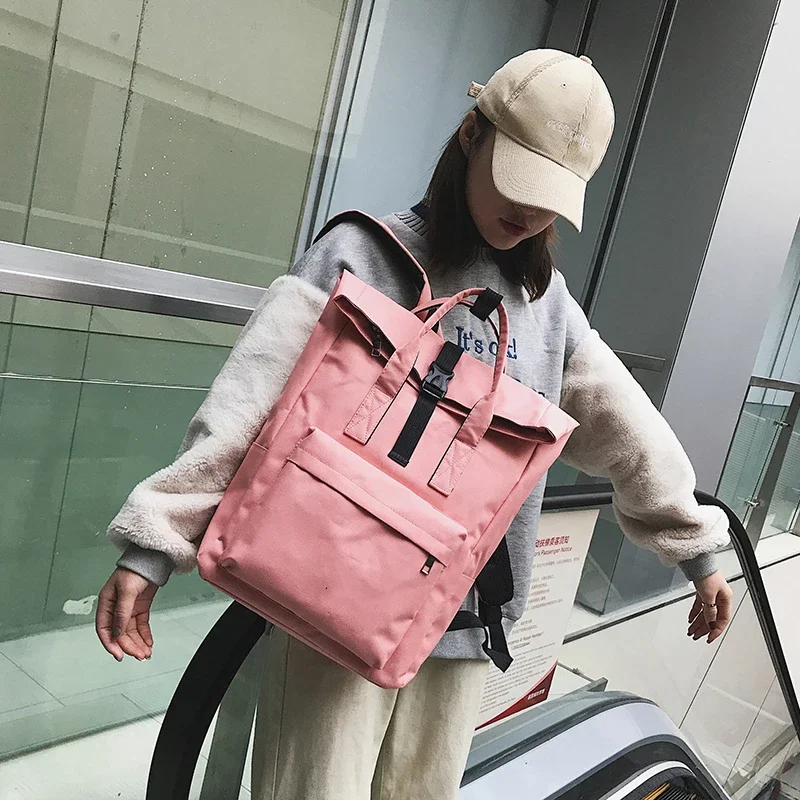 Custom Stlylish Japanese Style Ladies Pink Canvas Covered Campus Mori High School Laptop Backpack Bag For Girls