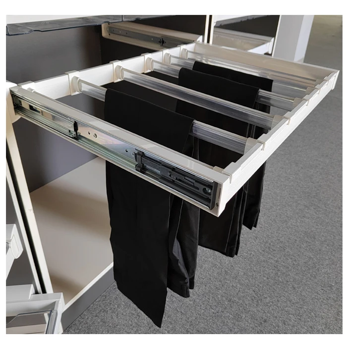 sliding out cabinet pull out trousers hanger and skirt hanger with buffer system