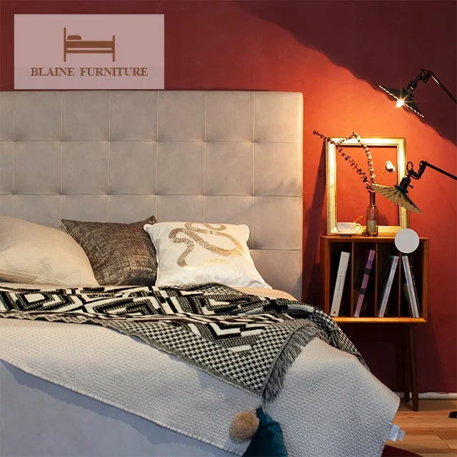Luxury Modern Beauty Design Comfort Beds Upholstered Fabric Velvet Purple King Size Queen Bed Frame Villa Bedroom Furniture Set