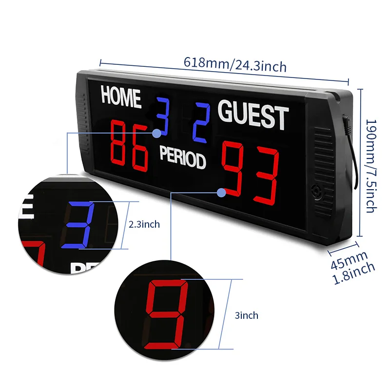 Electronic Football Scoreboard Tabletop Basketball Digital Scoreboard for Tennis Volleyball Baseball Score Record Keeper Board