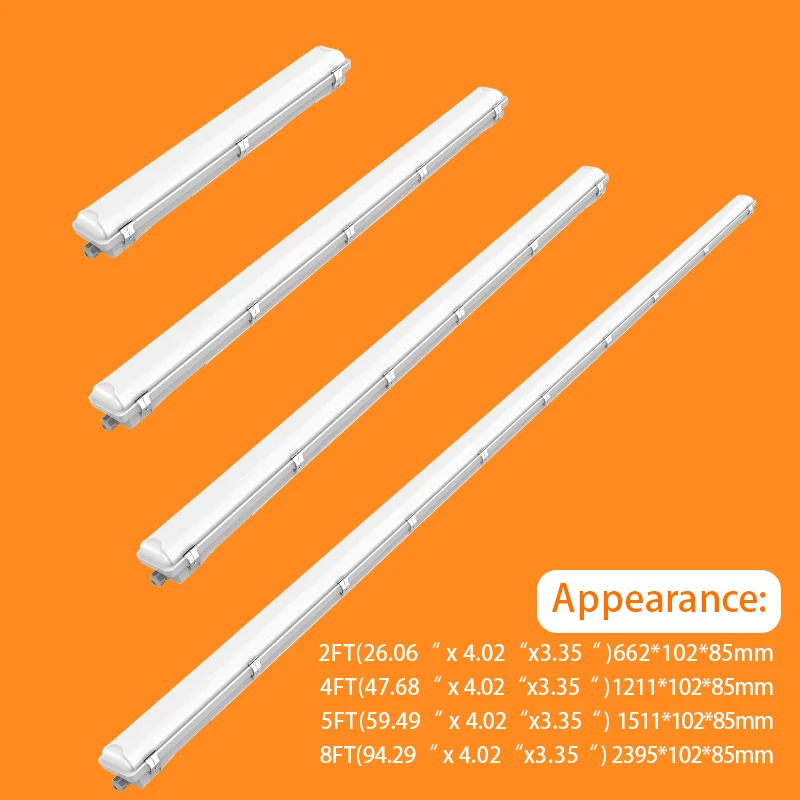 Stainless Steel 8FT car parking vapor tight lighting IP66 LED waterproof lighting Tri-proof Light