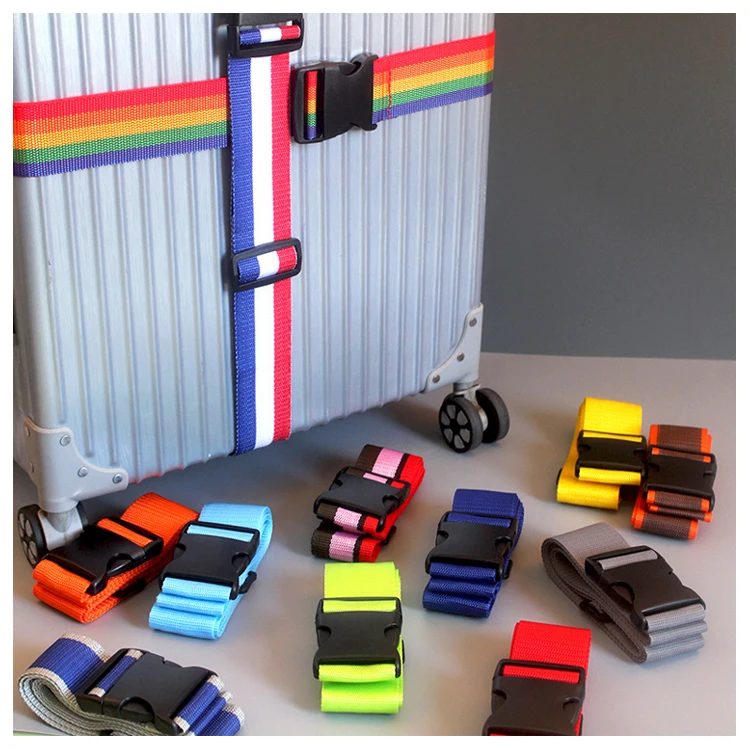 Custom Sublimated Print Logo Suitcase Strap With Tsa Lock Buckle Woven Nylon Pp Polyester Travel Luggage Belt Strap