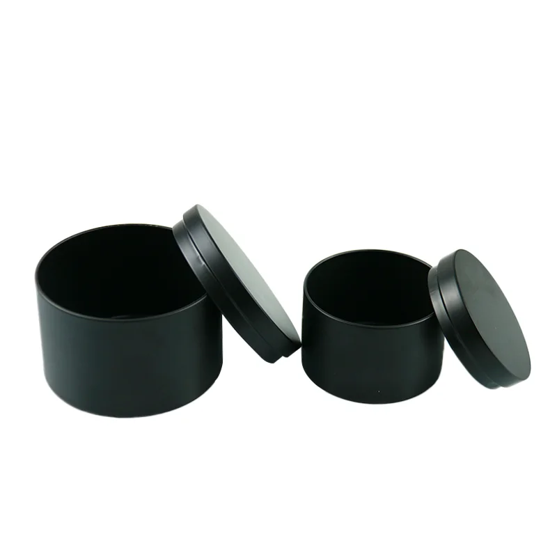 Empty Round 4oz 8oz Black White Gold Cosmetic Cream Container DIY Soy Bean Wax Metal Tin Candle Jar with Lids