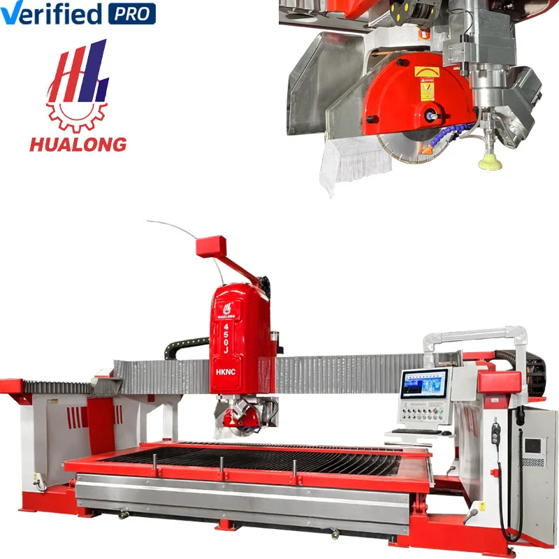 Hualong machinery HKNC-450J Italian cnc sawjet processing kitchen countertops waterjet stone cutting machine 5 axis bridge saw