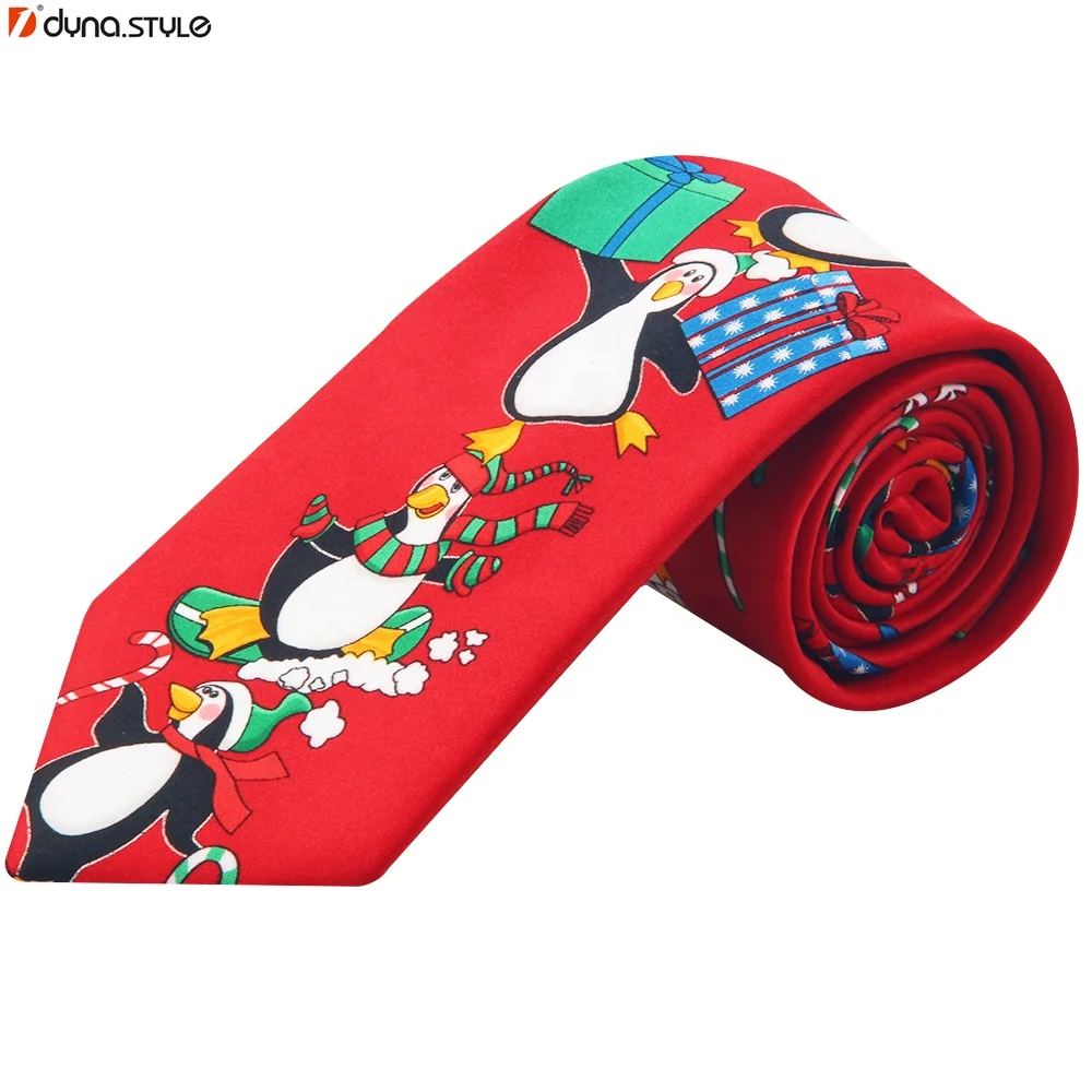 Lazy String-Pulling Polyester Woven Xmas Christmas Tie for Men