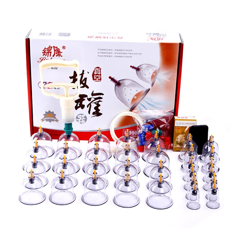 Vacuum Massage Cupping Device Cupping Therapy Tools for Sale 32 Pcs Per Set Gift Gel Box Instrument Plastic Cupping Sets Kits