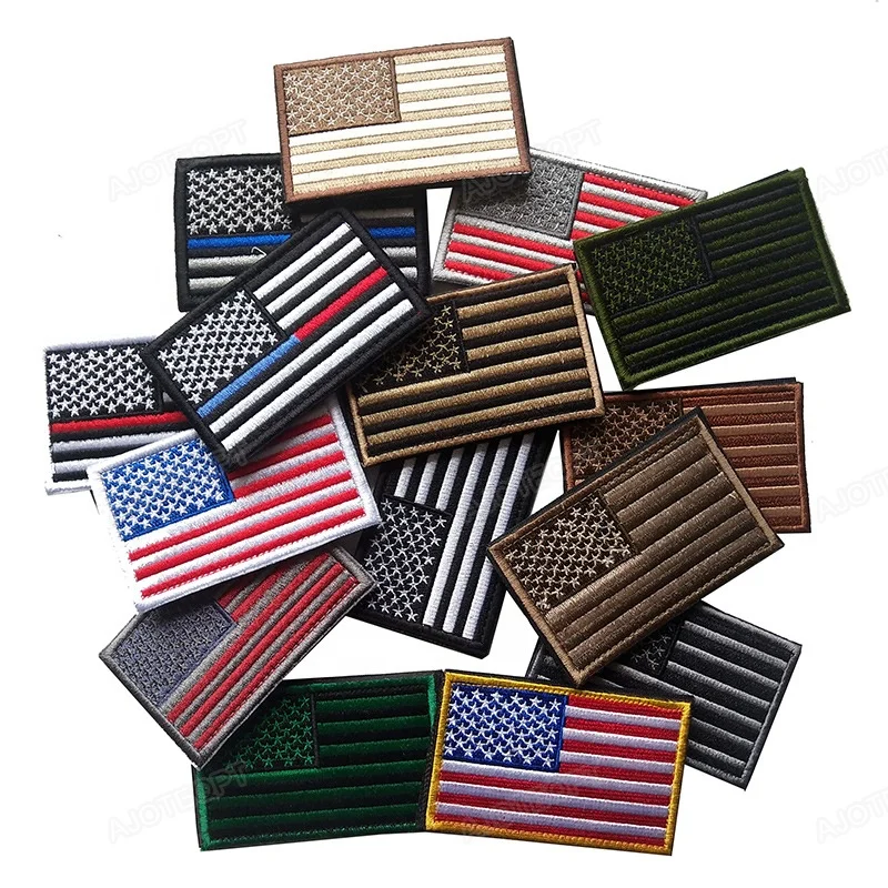 AJOTEQPT USA Flag Patch Embroidered Hook and Loop Fastener Backing Emblem American Flag Tactical Patch (1600301354452)