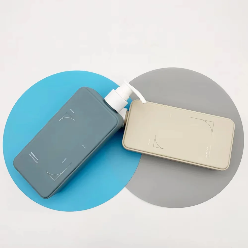 Recycled 400ml square plastic bottle hdpe body lotion bottle soft touch hdpe cosmetic containers