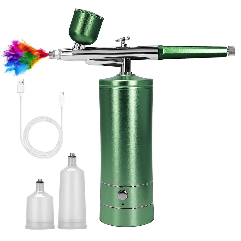 Airbrush Kit with Compressor Air Brush Gun Rechargeable Portable High Pressure for Painting Tattoos Nail Makeup Art Cake Decor