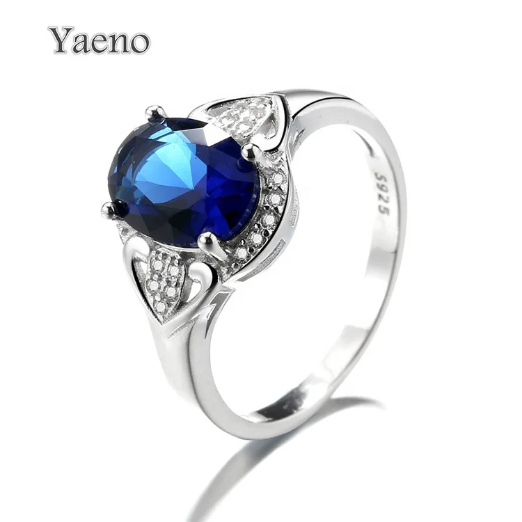 New Design 925 Sterling Silver Ring Sapphire Blue Gemstone Rings for Women