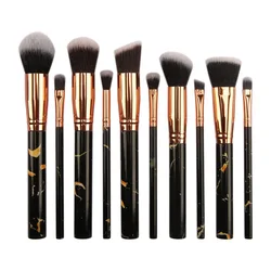 Amazon Hot Sale 10pcs Marble Handle Private Label Cheap Price Makeup Brush Set