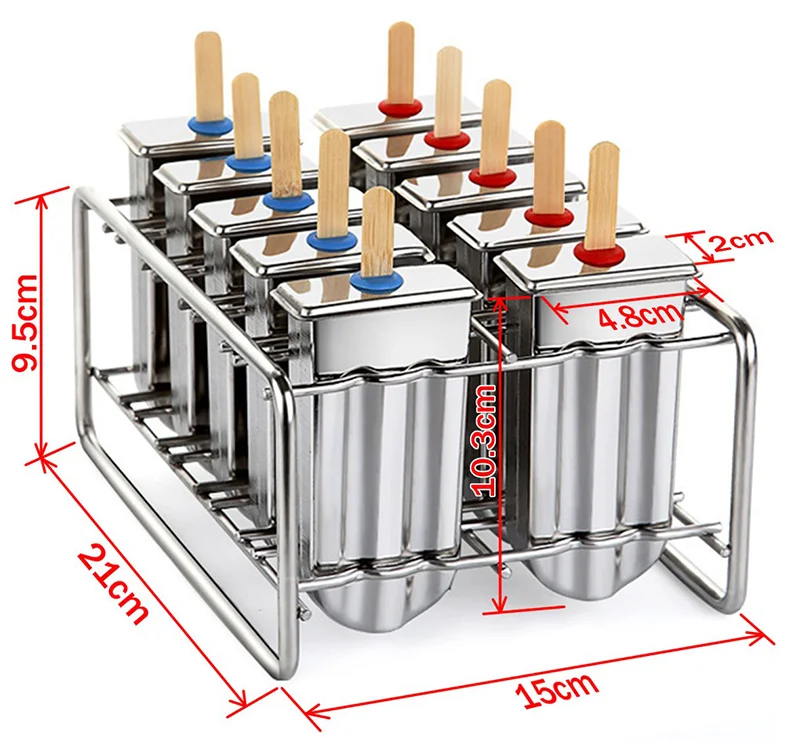 Stainless Steel Popsicle Mold Ice Lolly Mold Popsicle Maker Homemade Ice Cream Mold with Popsicle Holder