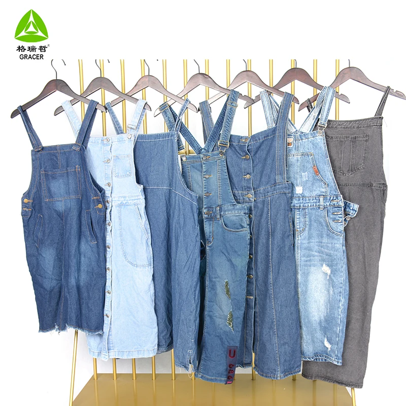 Womens Suspender Skirt Strap Denim Dress Australia Used Clothing Supplier 45kg bale used clothing