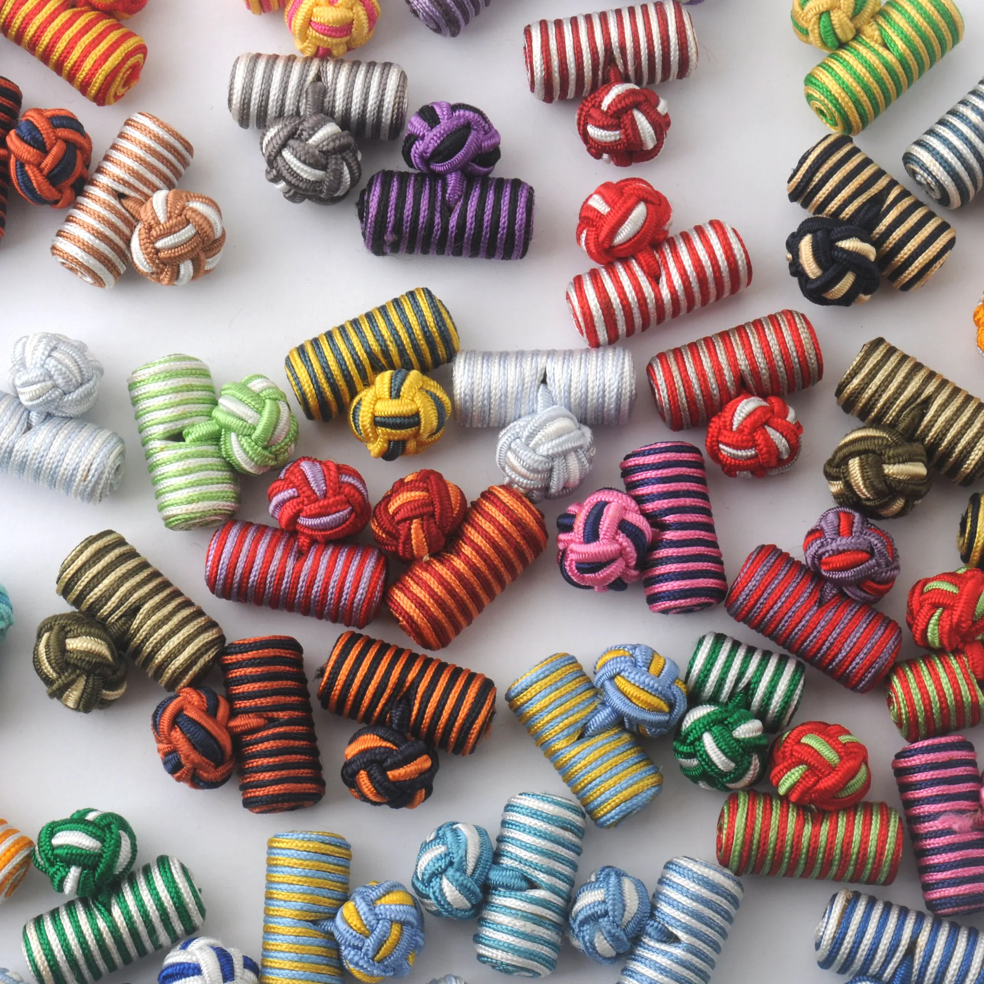 Colorful Stretch Rope Silk Knot Cufflinks Hand-Woven Square Cylindrical Cuffs Men Bar Party Club Sleeve Accessory Wedding Gift