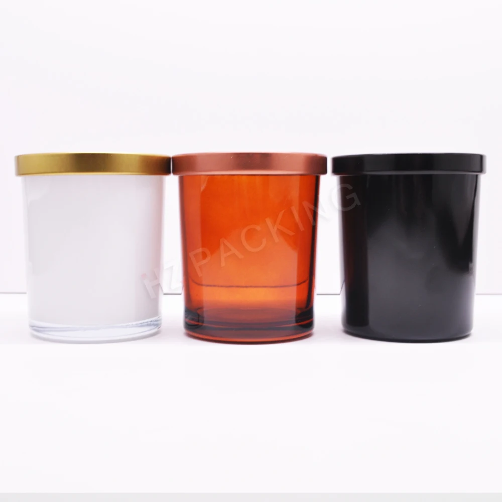 Candle Jar 6oz 15oz Custom Color Amber Matte Frosted Glass Candle Jar With Lid And Box For Candle Making Decorate