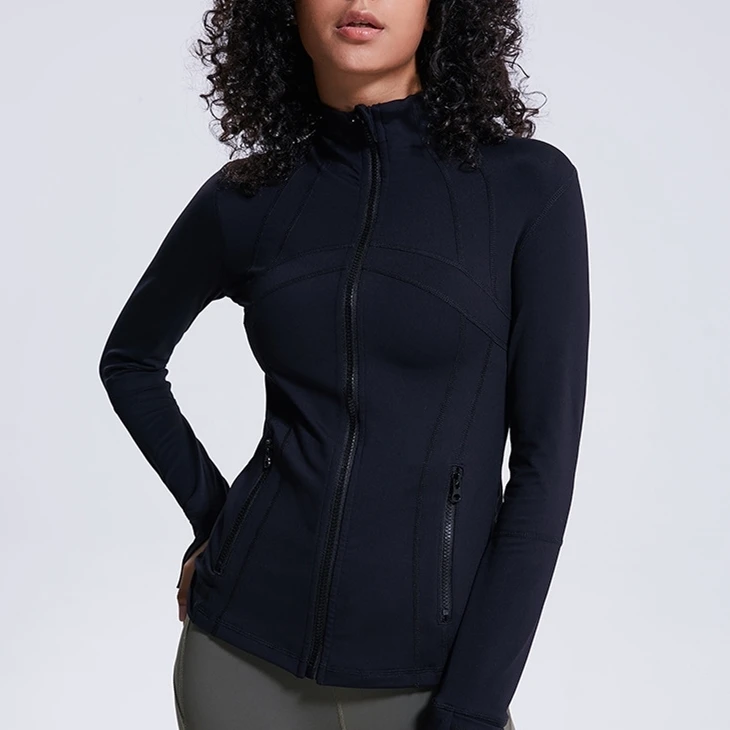 Xsunwing Factory Supply In Stock Thumb Holes Yoga Jacket Women Plus Size Gym fitness Running Jackets Zipper Sportswear WSW18032