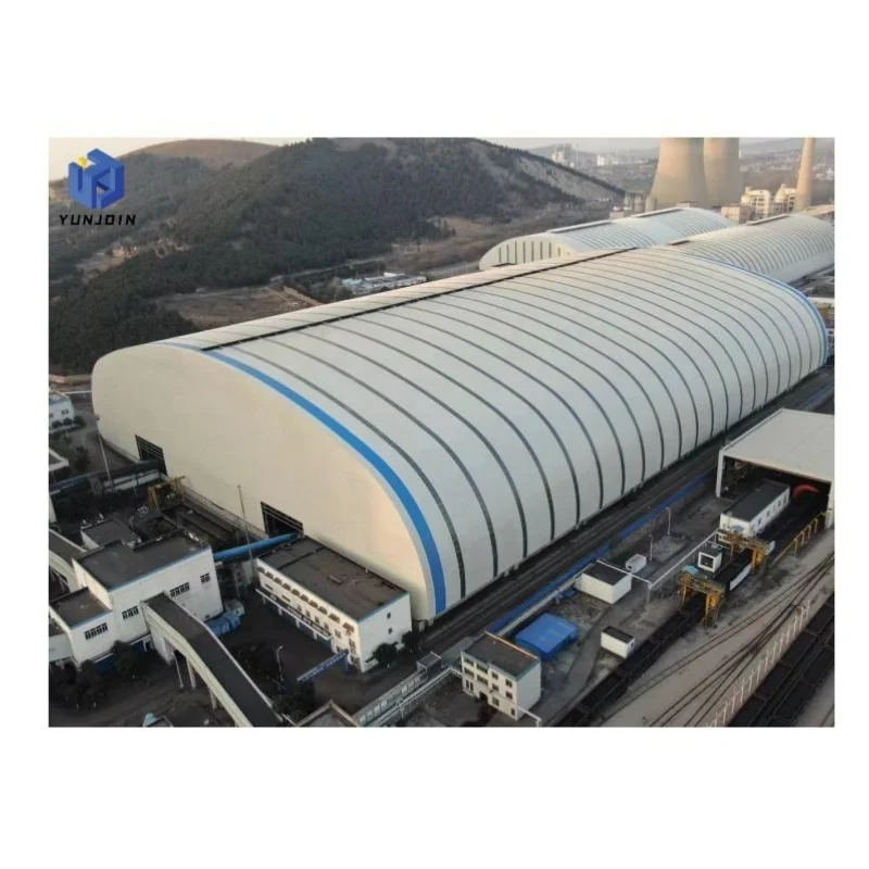 Especially designed for long wide span grid structure arch steel dry coal shed bunker