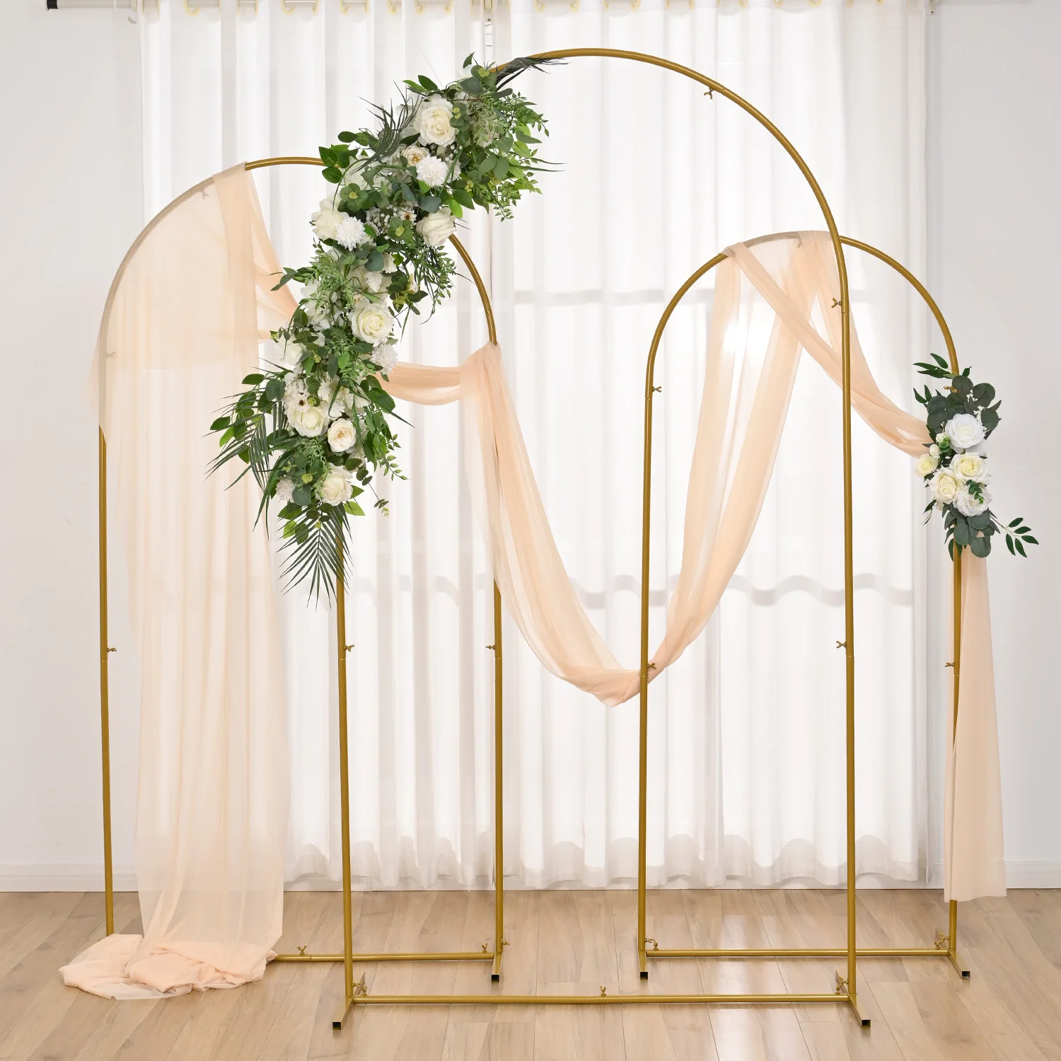 Metal Gold Wedding Arch Backdrop Stands Arbor Stand for Birthday Party Ceremony Anniversary Celebration Decoration 3pcs a set