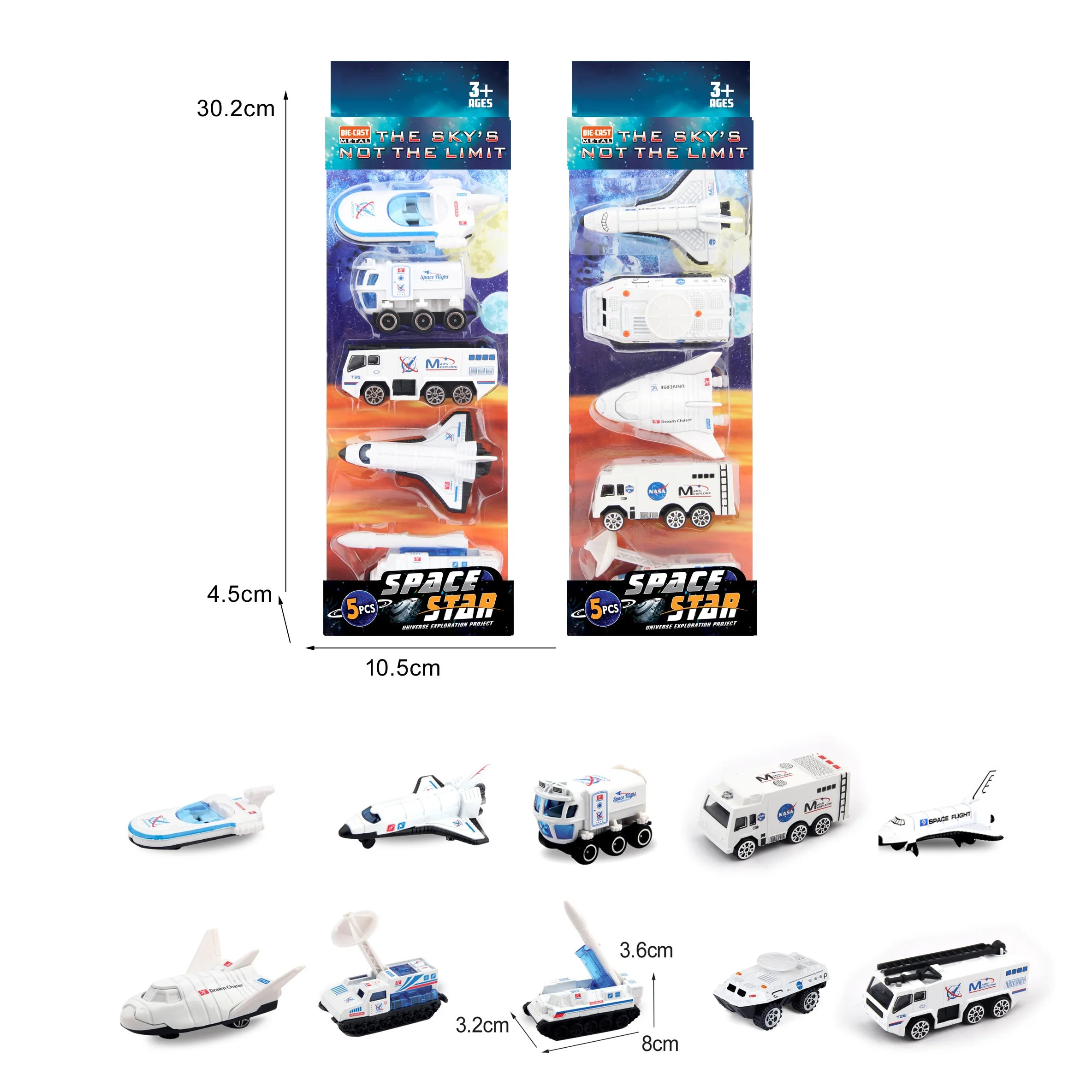 KSF Space Theme Toys Alloy Rocket Space Station Astronaut Space Shuttle Toys Set