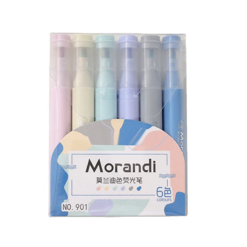 Wholesale Large-capacity retro-colored Morandi color pastel highlighter pen for students to mark marker pen