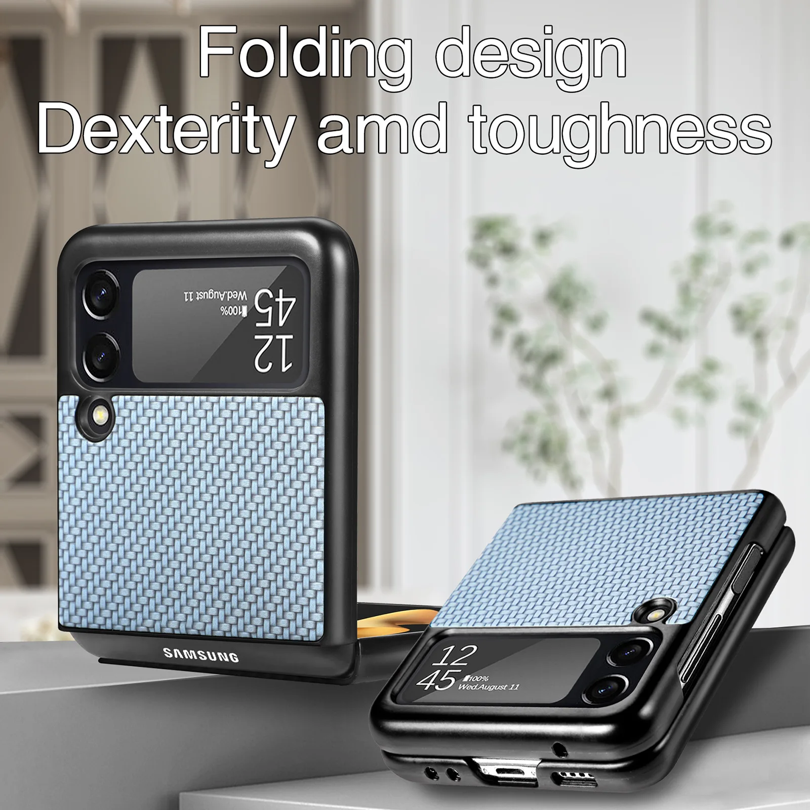 Carbon Fiber Pattern Ultra-Thin Design Protective Shell For Samsung GalaxyZ Flip3 Folding Screen Mobile Phone Case PC