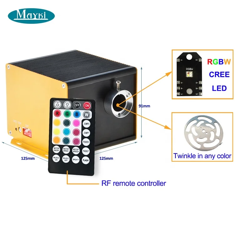 Mayki 12W RGBW twinkle led fibre optic light engine with APP control