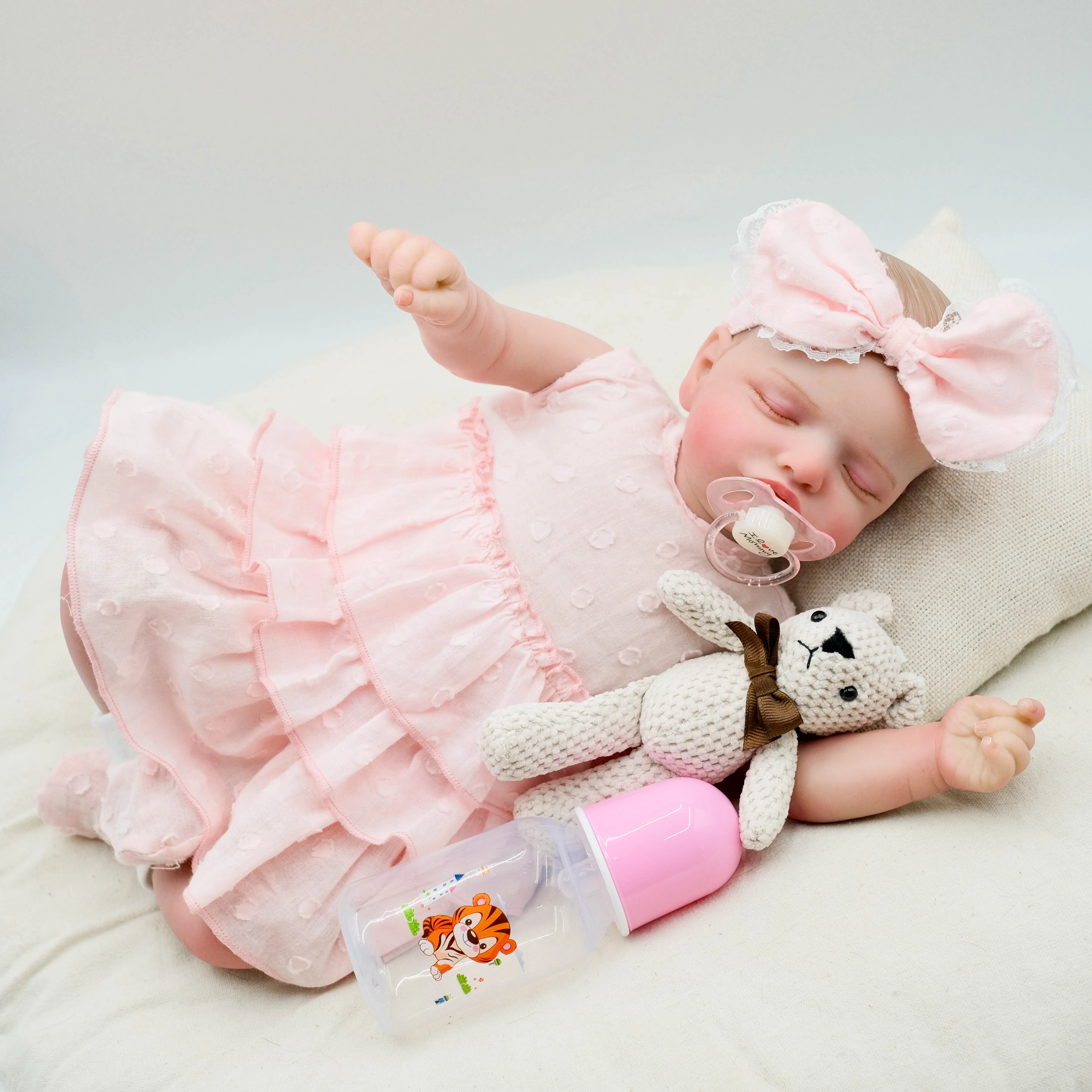 NPK 48CM Rosalie Already Painted Newborn Baby Doll Reborn Hand Paint with Genesis High Quality 3D Skin Tone