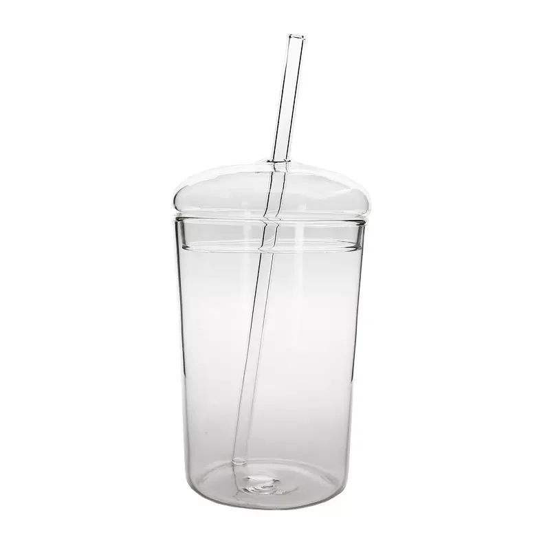 450ml Bubble Tea High Borosilicate Glass Water Cup Reusable Juice Smoothie Boba Cup Clear Glass Tumbler With Straw