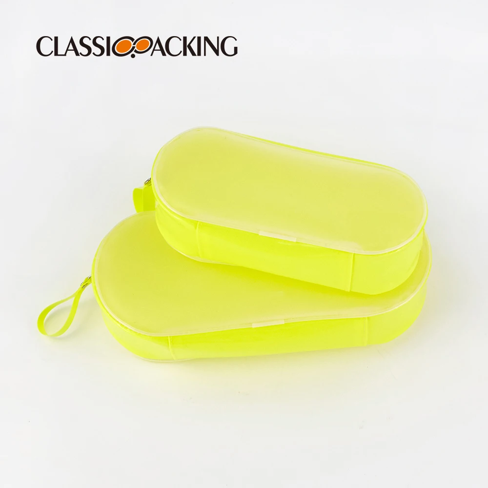 Wholesale Yellow Clear Cosmetic Bag Makeup Organizer Pouch Transparent PVC Toiletries Pouch Travel Zipper Cosmetic Bag