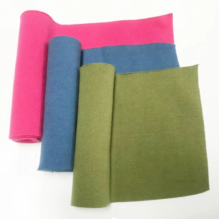 
High Stretch Multicolor Cotton Thin Plain Knitted Ribbed Cuffs And Hem For Jacket 