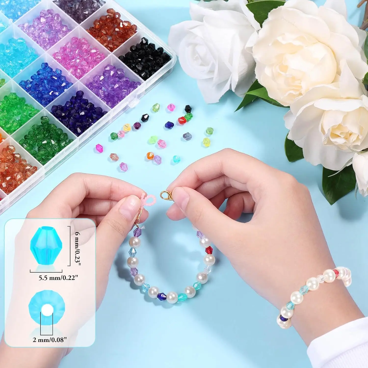 Small Crystal Acrylic Beads Faceted  for Jewelry making Beads Bicone Gem Beads Jewel for Jewelry Making
