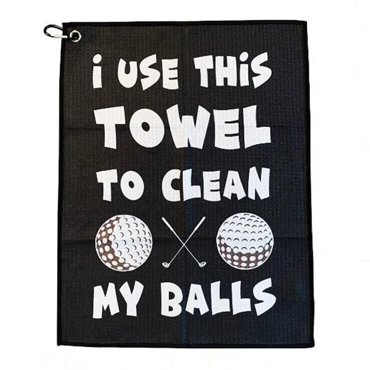 GAMEN Custom Size Sublimation Pocket Printed Hang On Golf Towel Fold Custom Prints Waffle Golf Towel