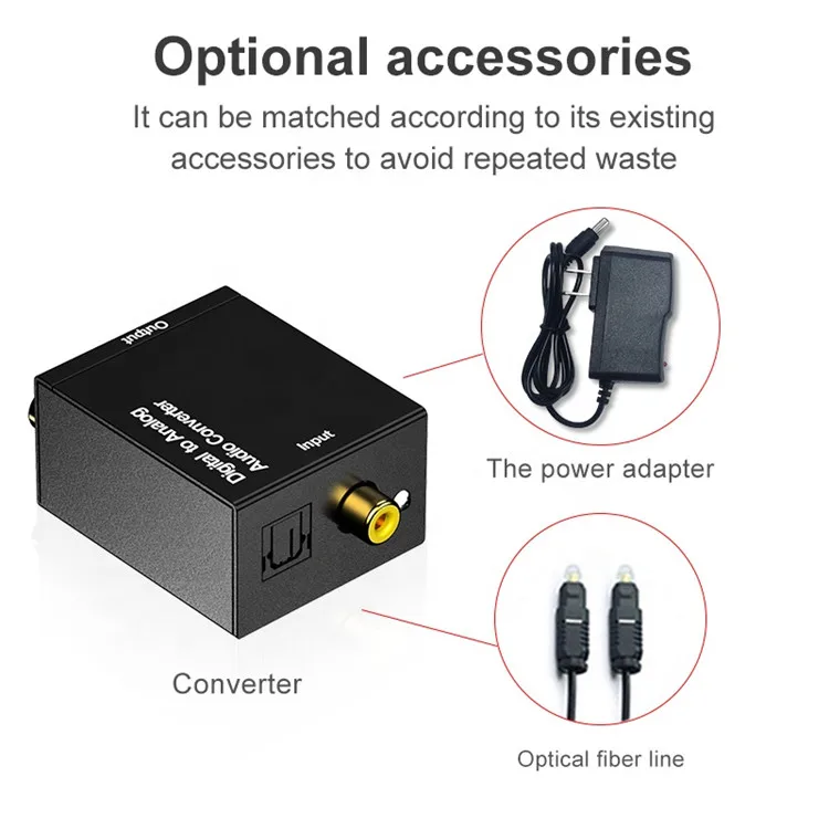 Digital to analog audio converter with 3.5 amplifier power amplifier IC fiber coaxial to analog audio decoder