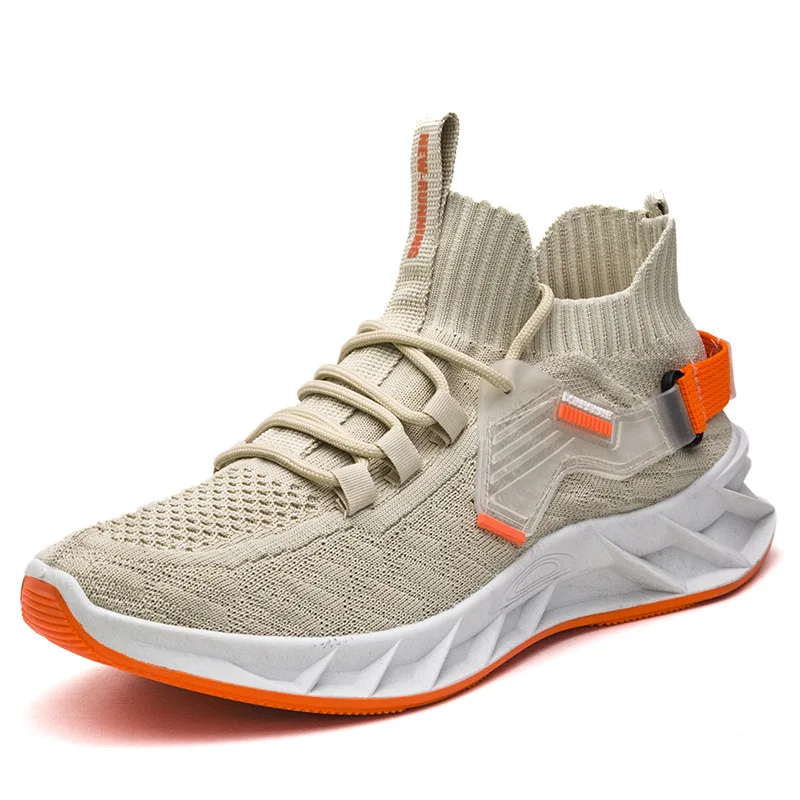 high quality low price shoe flying knit non slip snickers black casual running shoes for men free shipping jogging shoes sneakers