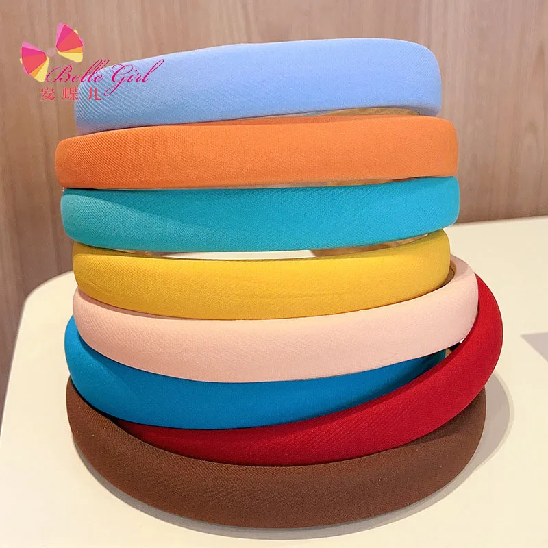 BELLEGIRL Southeast Asia style Summer retro new arrivals headbands 2cm width candy color plaid padded headbands for women