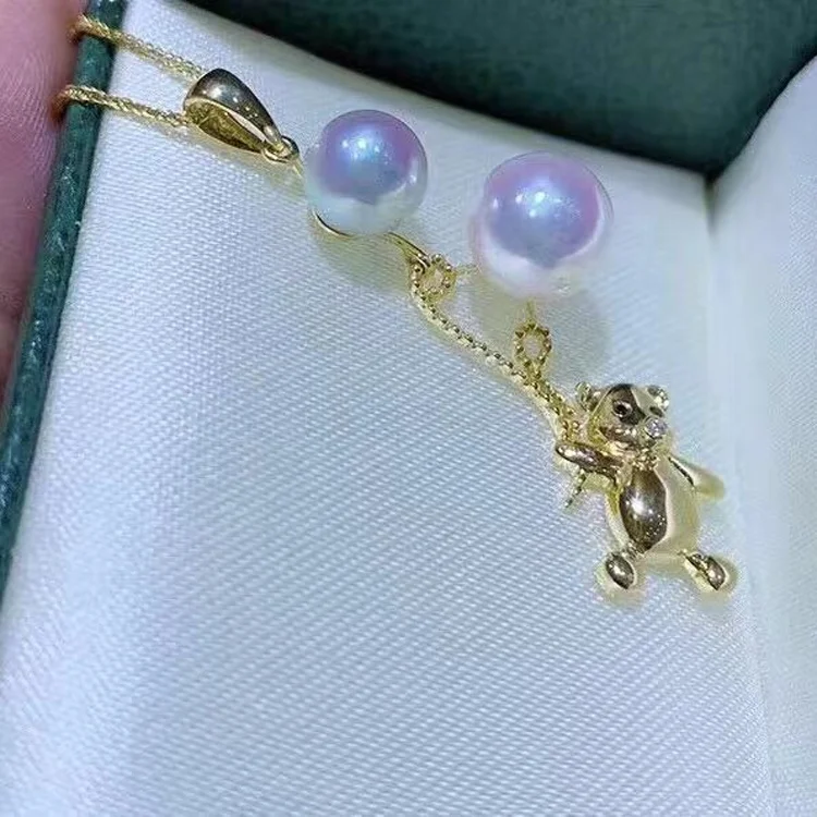 
6-8mm Pearl Accessories S925 Sterling Silver Natural Freshwater Pearl Pendant Crab Shape Christmas Day Gift 