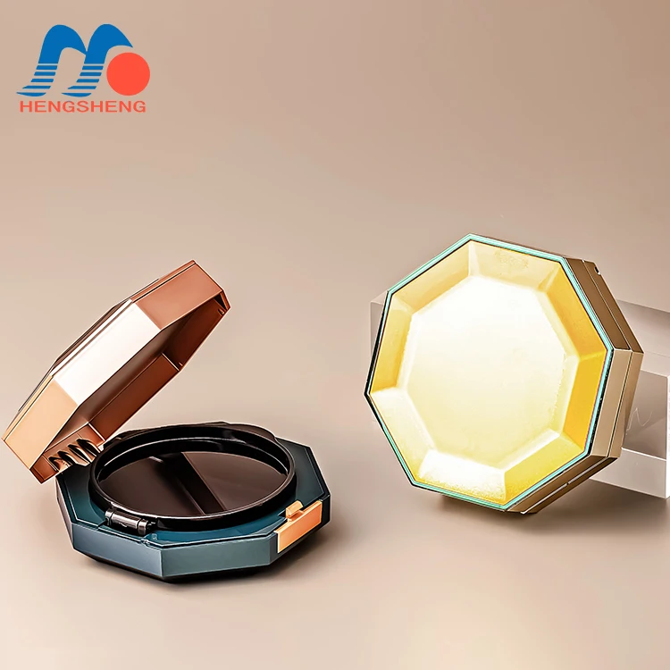 Octagonal diamond-shape electroplating cosmetic plastic box BB cream liquid foundation empty plastic powder case