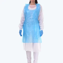 Custom print logo personalized cleaning uniform housekeeping pe cpe blank pinafore aprons waterproof for restaurants server
