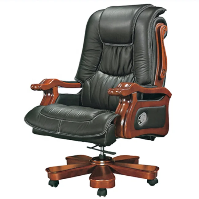 Black color comfortable soft artificial leather upholstered tilt mechanism office executive chair