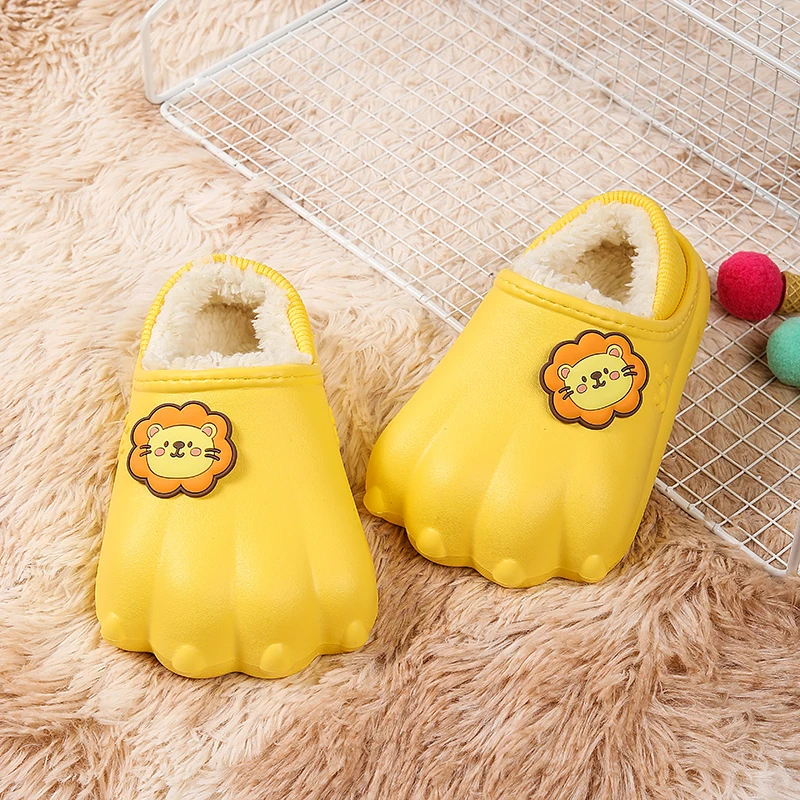 Cute Kids Furry Slippers Winter Fur Slipper Flat Warm Wool Cotton Shoes Soft Plush Fleece Slides Casual Shoes Girls Boys