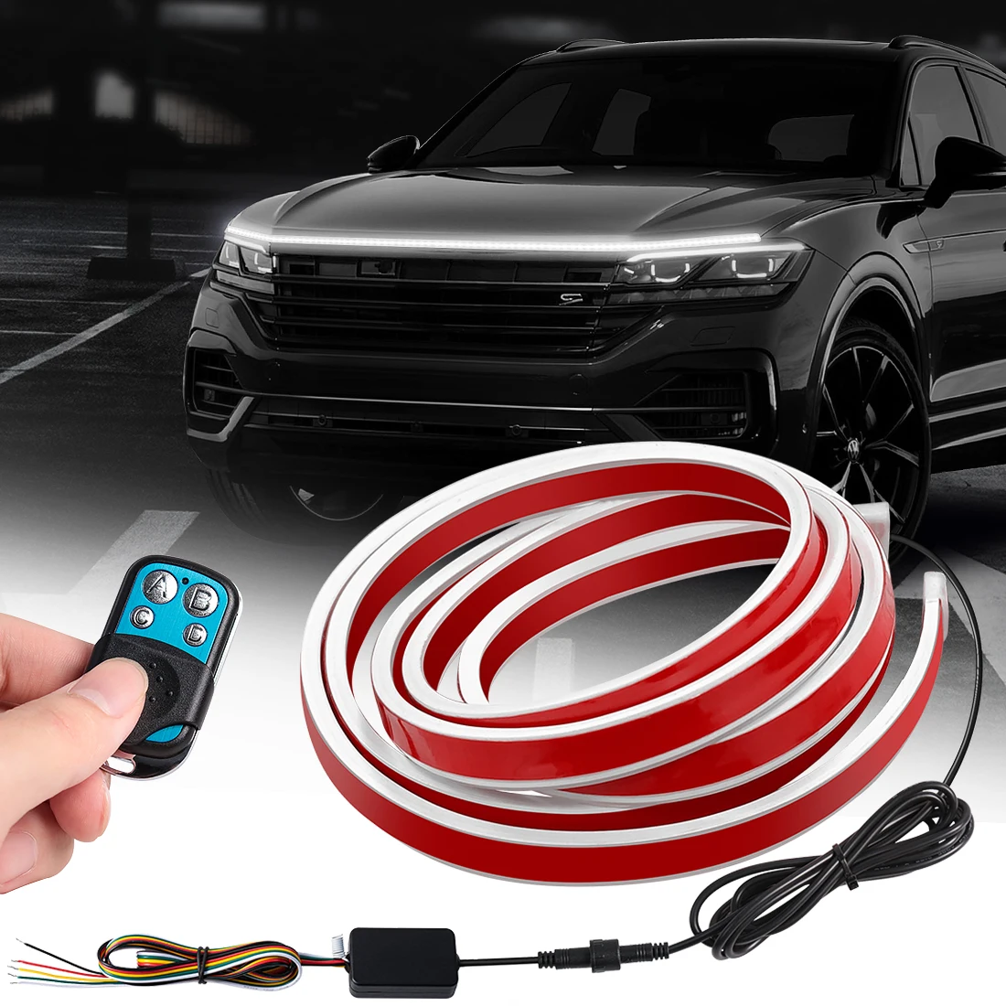 LED Car Hood Light Strip Daytime Running Lights DRL Dynamic Turn Signal Headlights Engine Hood Guide Decorative Ambient Lamp