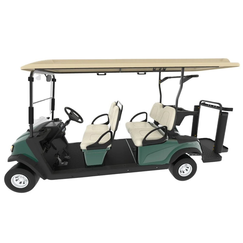 Электрическая тележка для гольфа, 4 сиденья, 48 В переменного тока, зеленый лес