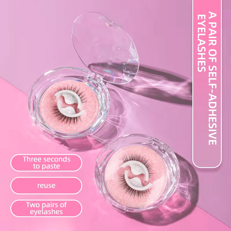 Wholesale 1 Pairs Glue Free Eyelash Reusable Self Adhesive Eyelashes Customized Individual Classic No Glue Eyelashes Extensions
