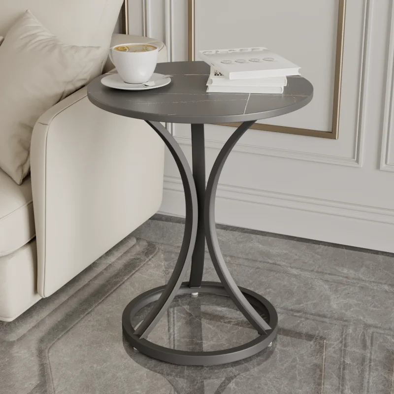 Wooden Side Table Tea Table for Living Room Round Tray Coffee Table with Metal Leg Factory Cheap Price Modern Contemporary 1pcs