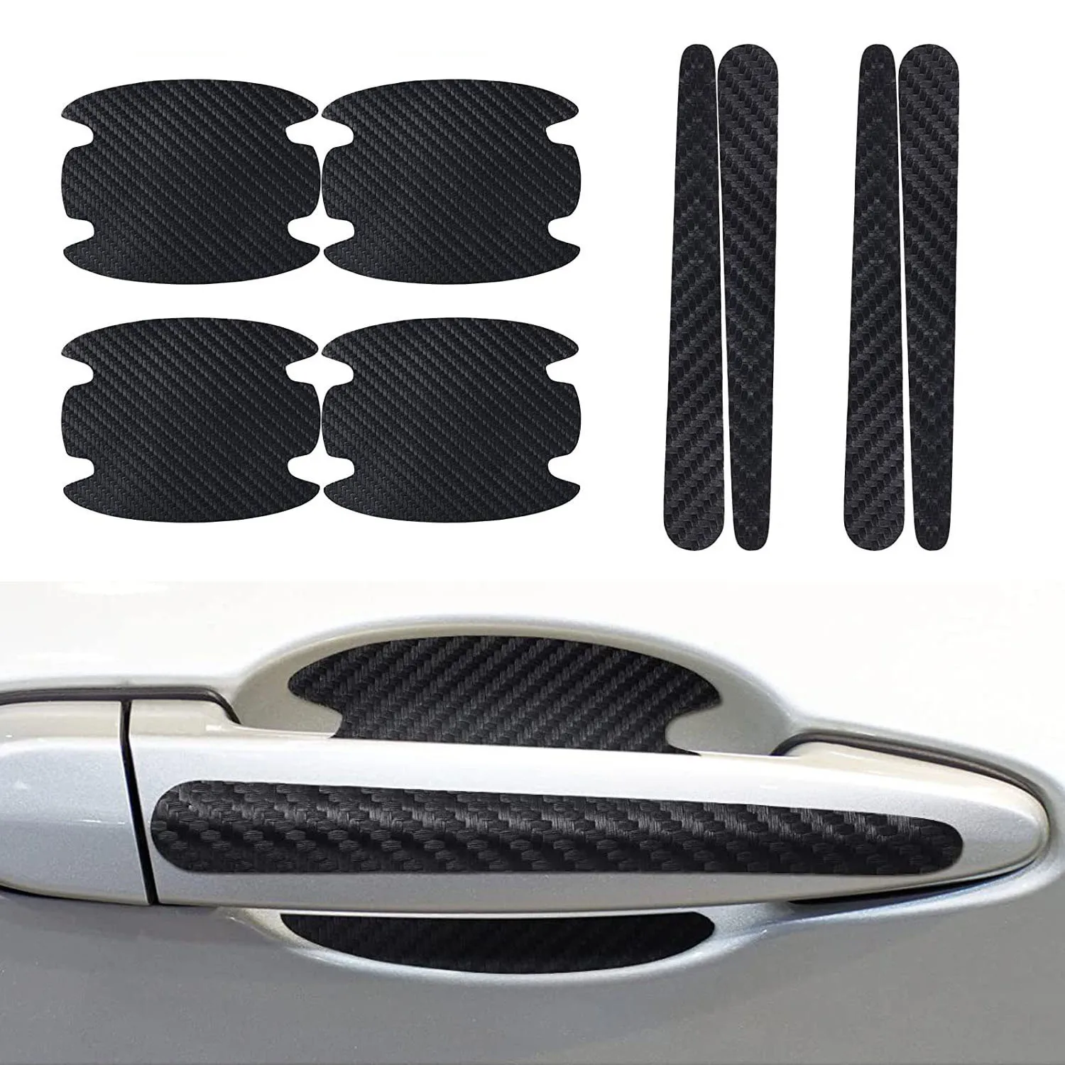 Automotive carbon fiber patterned door bowl sticker, universal door handle protective sticker, paint scratch resistant