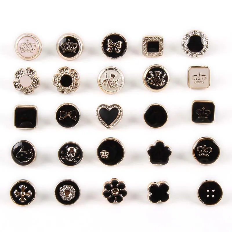 Shape Dress Coat Shank clothing Gold Simple with Lacquer Flower Factory custom logo brand Garment Round 3D plastic button