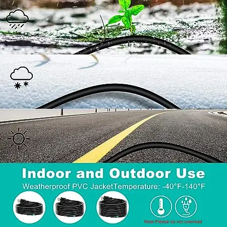 6FT 12 AWG 3 Prong Replacement Power Cord 20 Amp 12 Gauge 3 Conductor Wire Extension Cable with Pigtail Open Wiring End